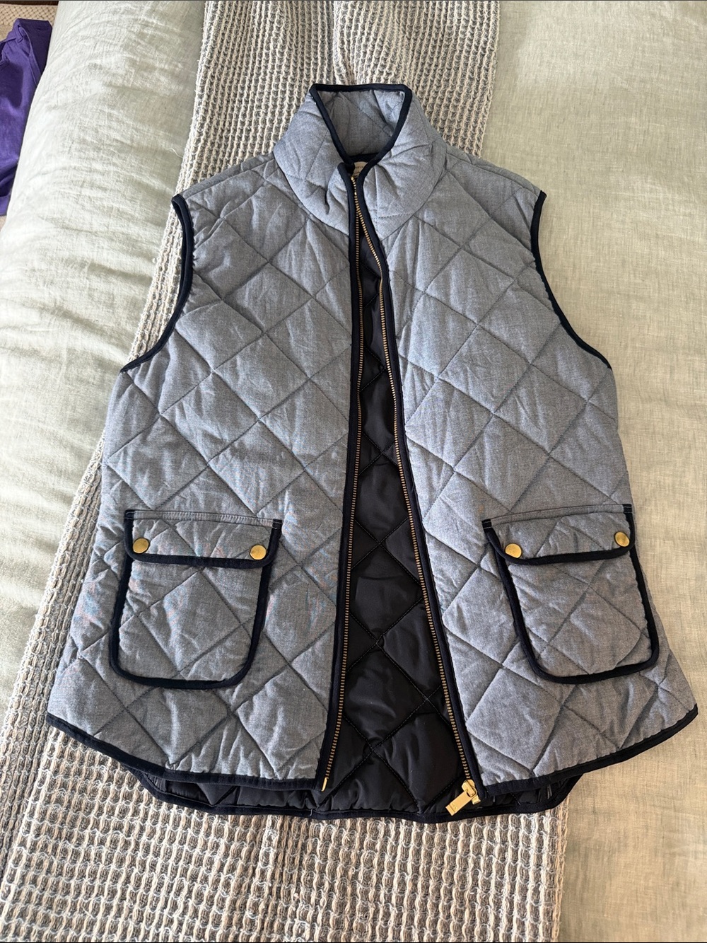 Quilted Light chambray Women's Sleeveless Vest - Classic Puffer Style
